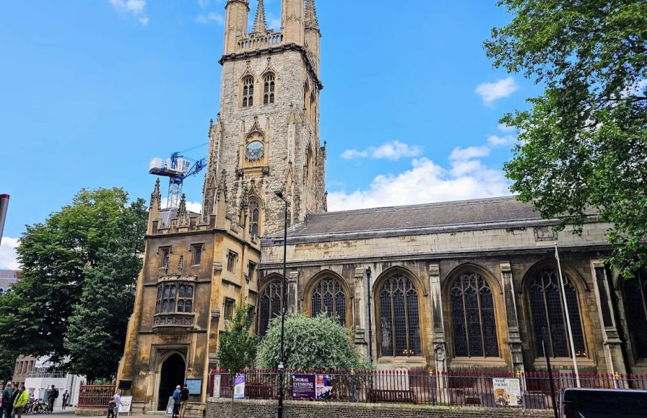 Holy Sepulchre Church against a bright blue sky